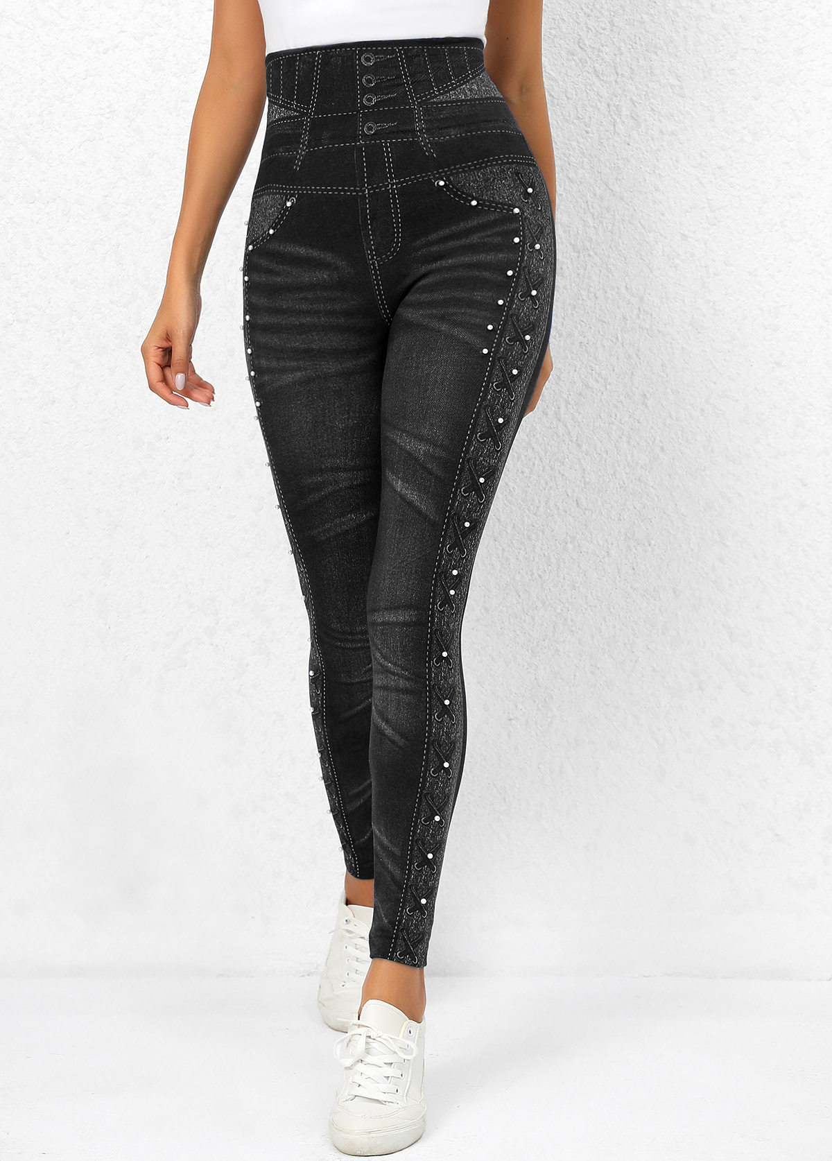Beaded Elastic Waist Leggings