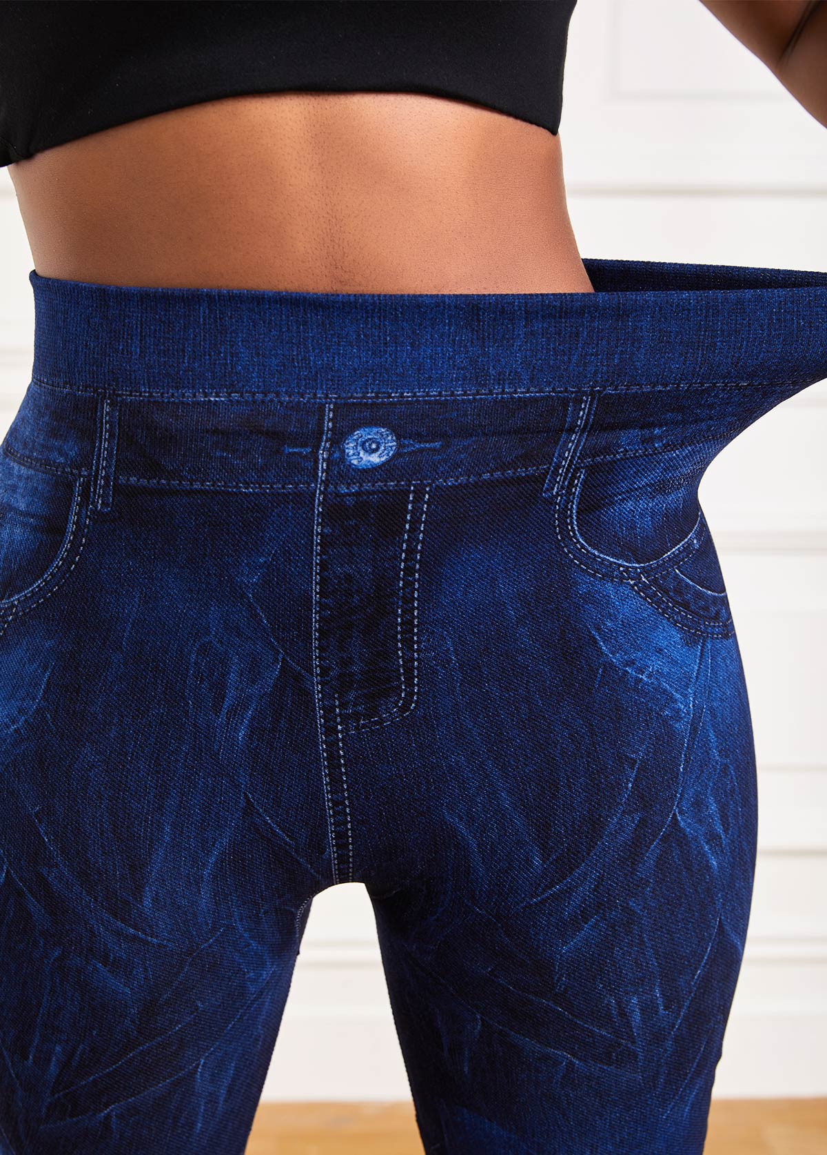 Tie Dye Print Navy Elastic Waist Leggings