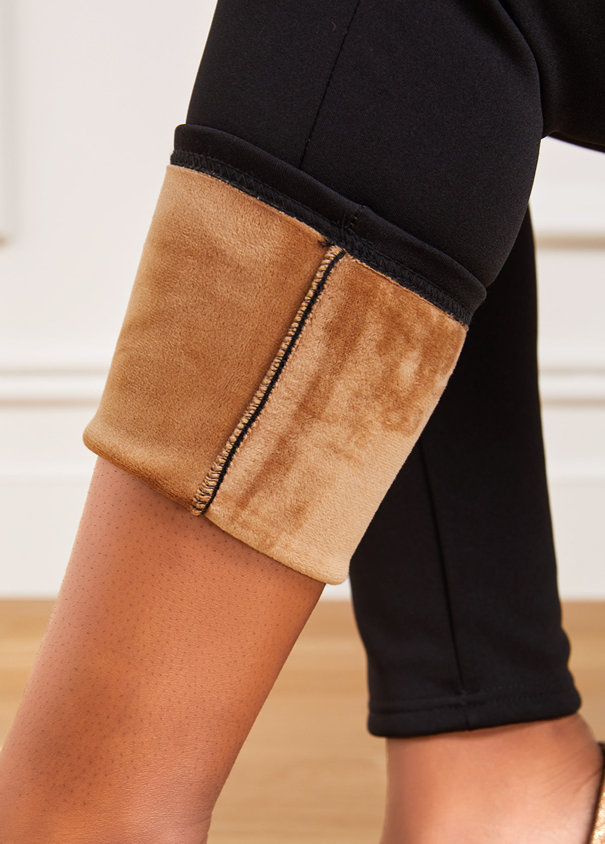 Skinny Elastic Waist Black Pocket Pants