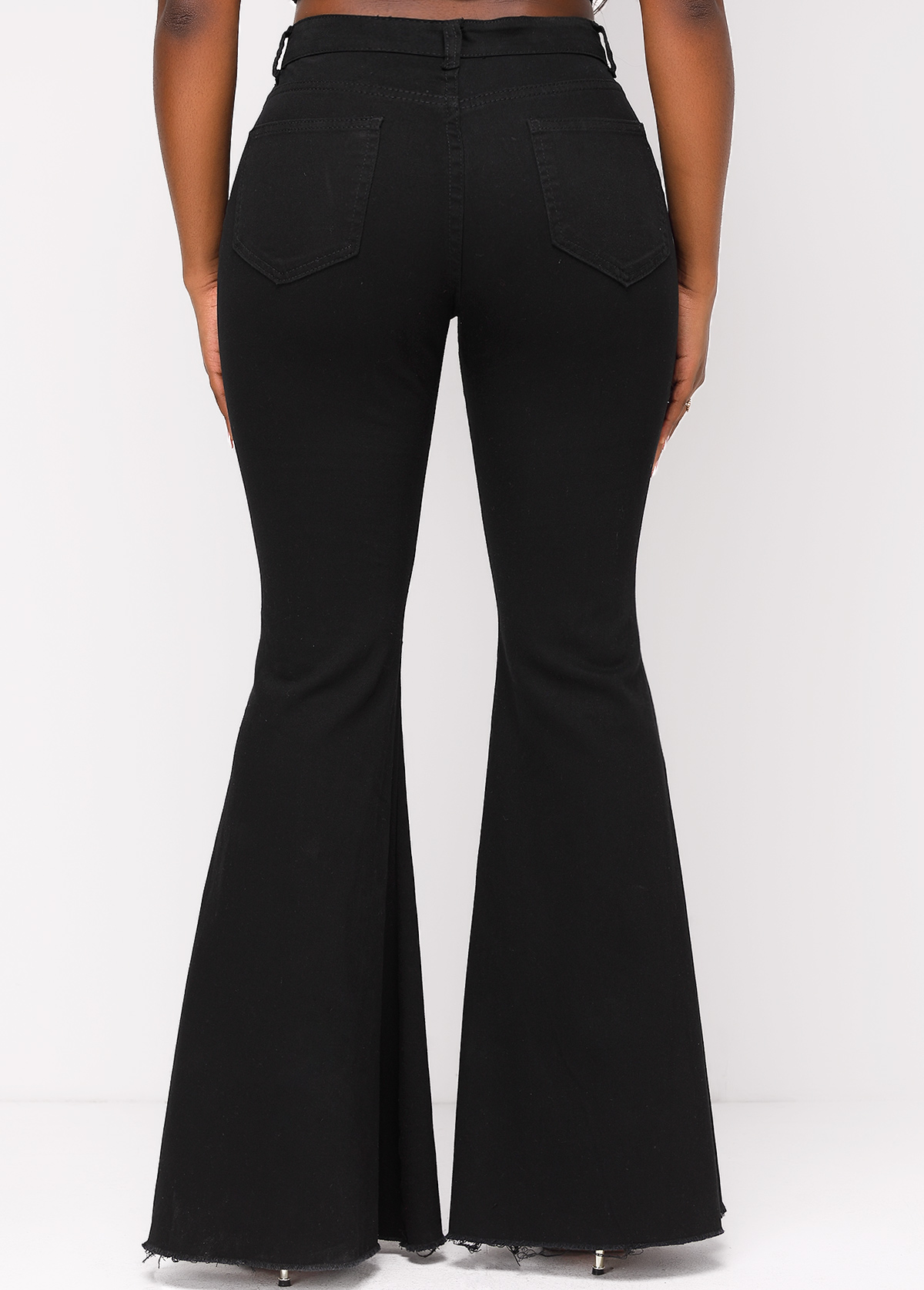 Black Hole Flare Leg Zipper Fly Jeans