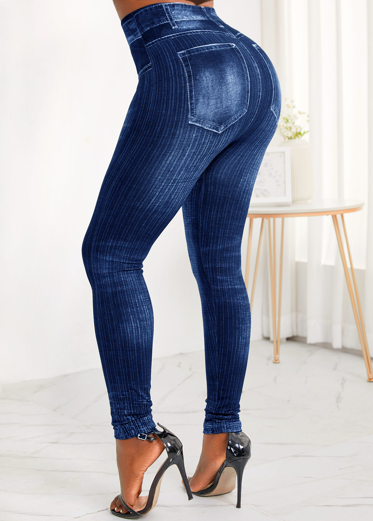 Pocket Zipper Fly High Waisted Jeans