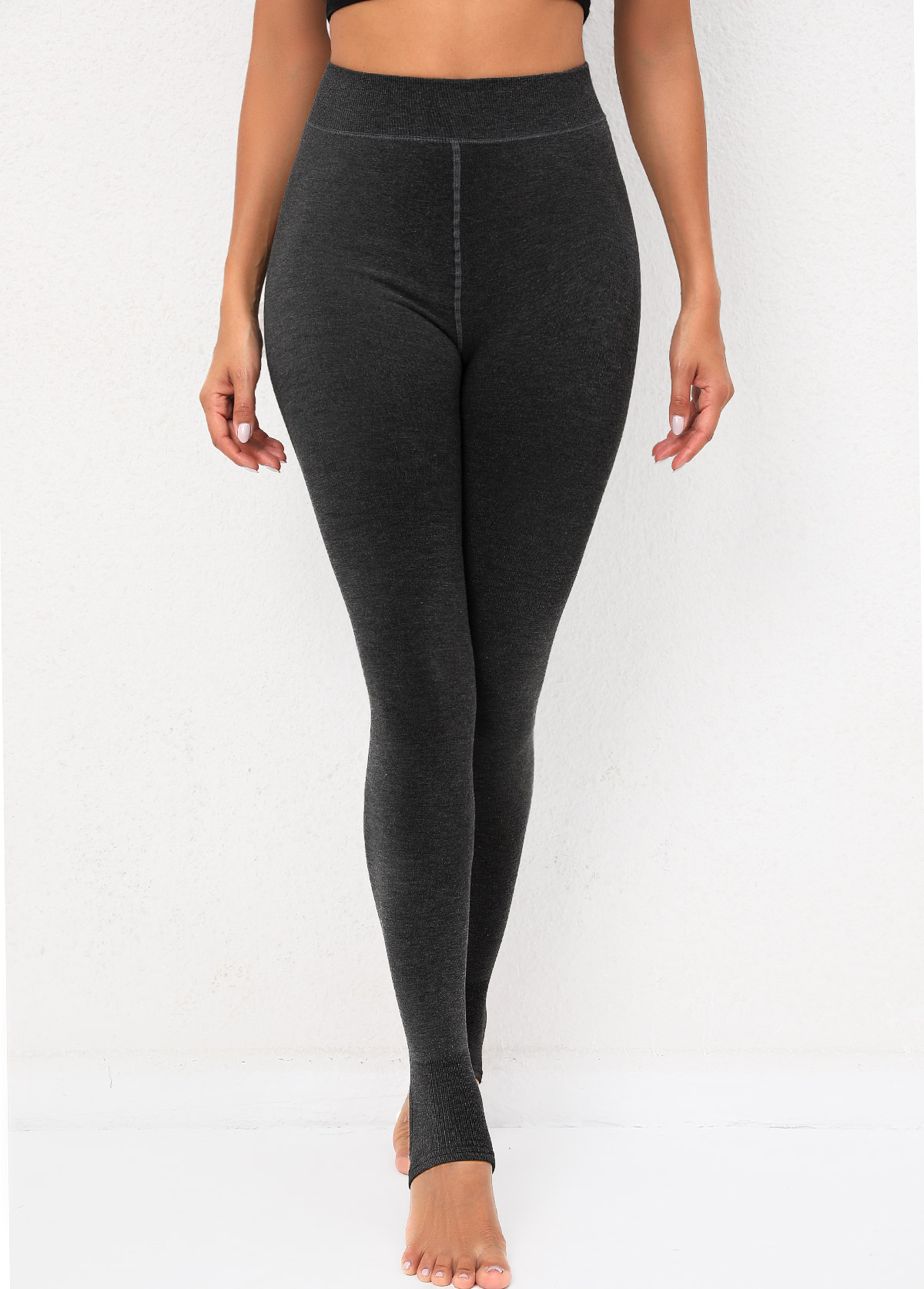 High Waisted Dark Grey Fleece Lined Leggings